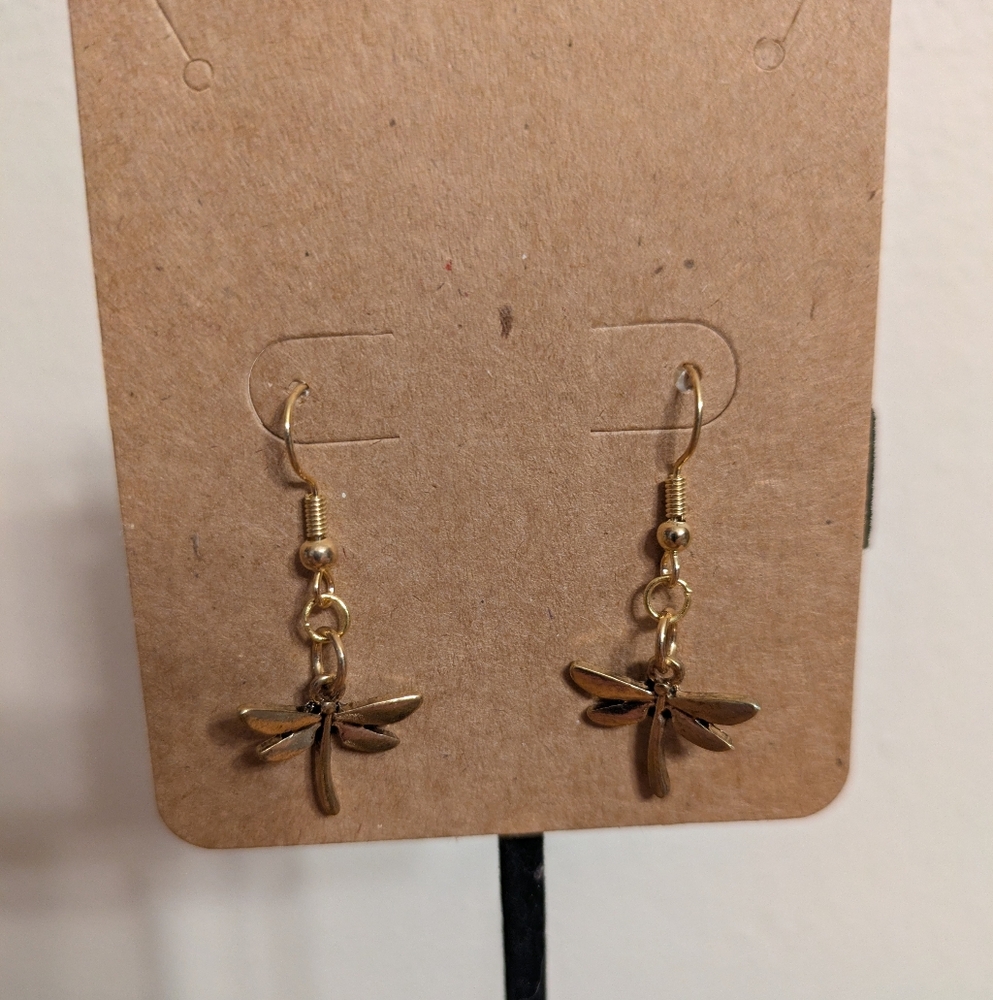 🎄BOGO FREE🎄Handmade Gold Dragonfly Earrings